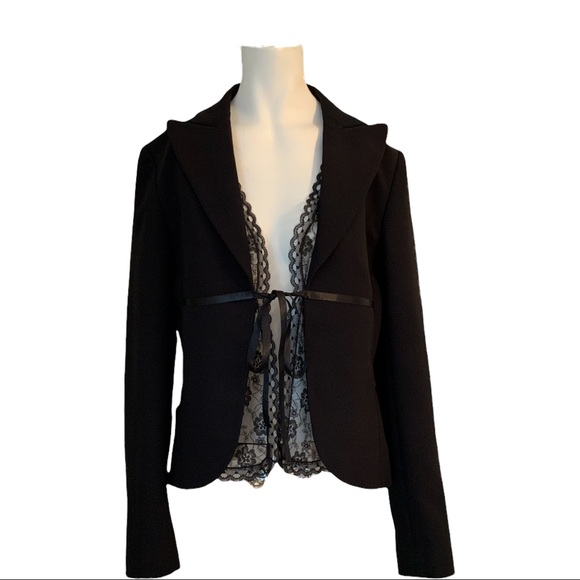 Marc Aurel Vintage Black Lace Blazer Jacket  US 4 - Picture 1 of 8